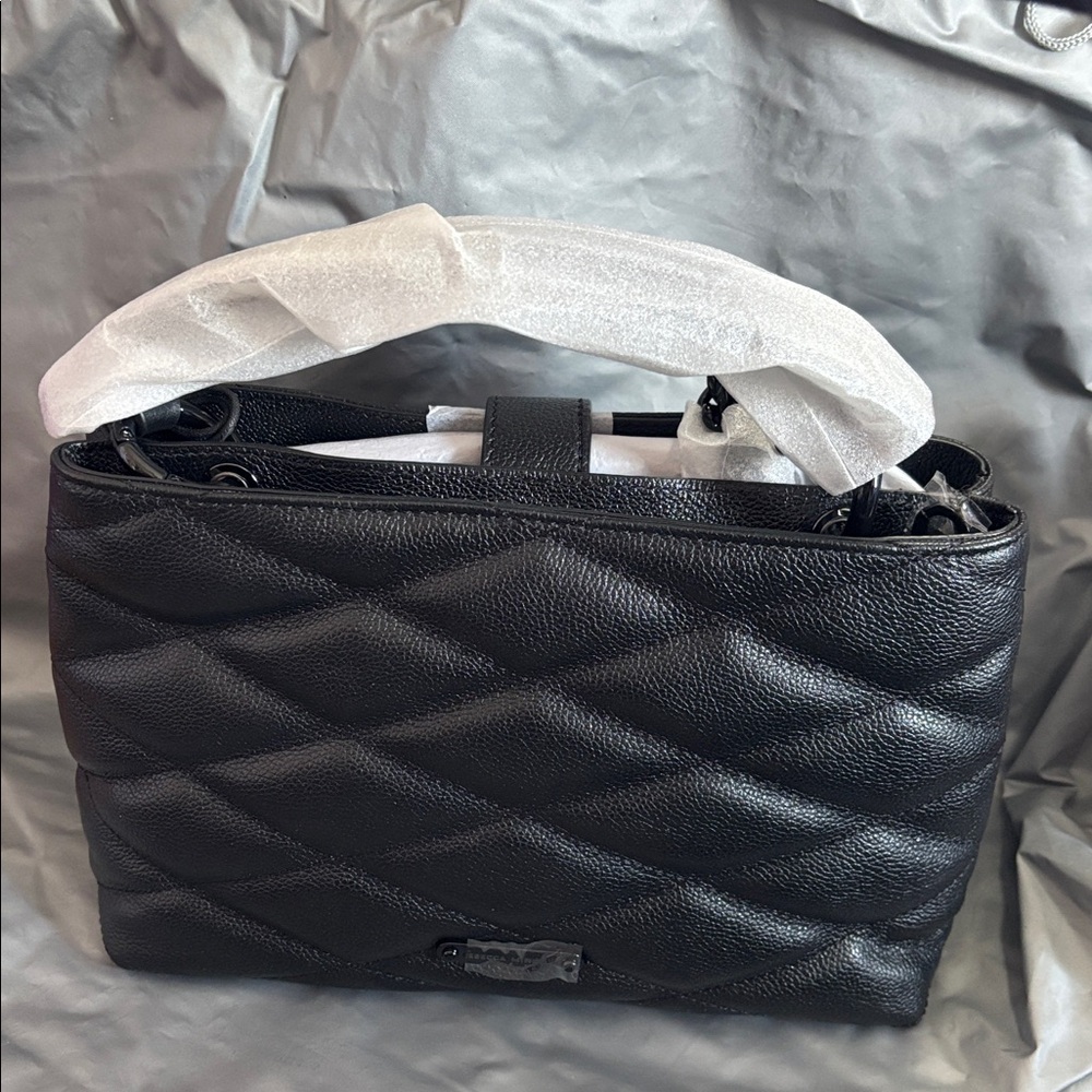 NEW Rebecca Minkoff Edie Top Handle Diamond Quilt Black Satchel Bag